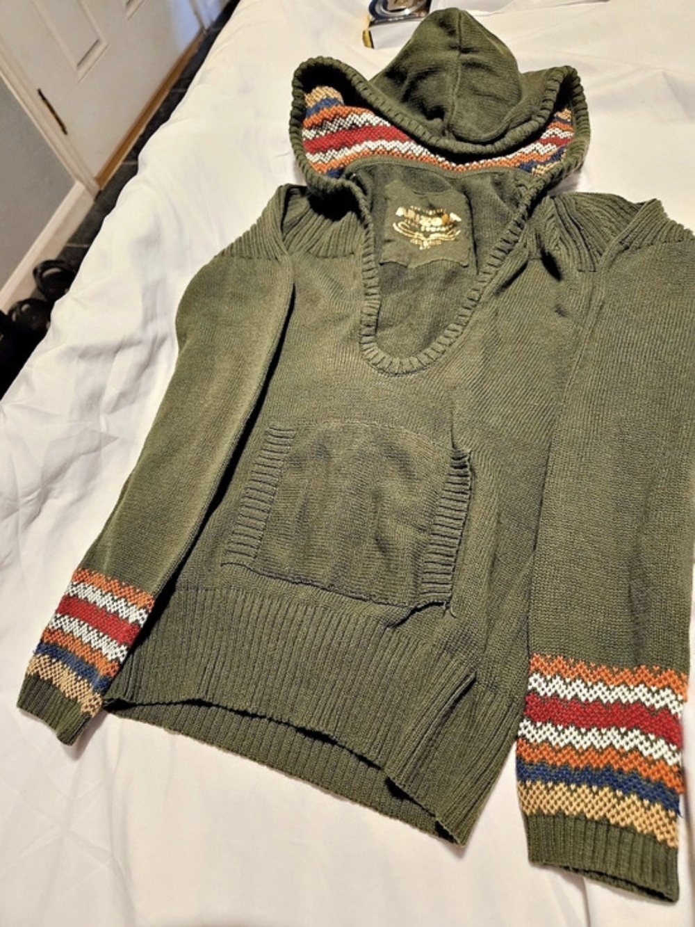 Arizona Jean Co. Striped Hooded Sweater in Green